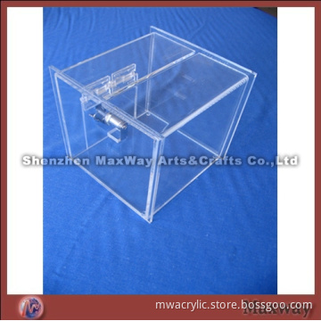 Clear Special Cubical Acrylic/Perspex Suggestion/Ballot Box/Case